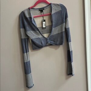 NWT PrettyLittleThing Blue and White Knit Crop Top Sold Out